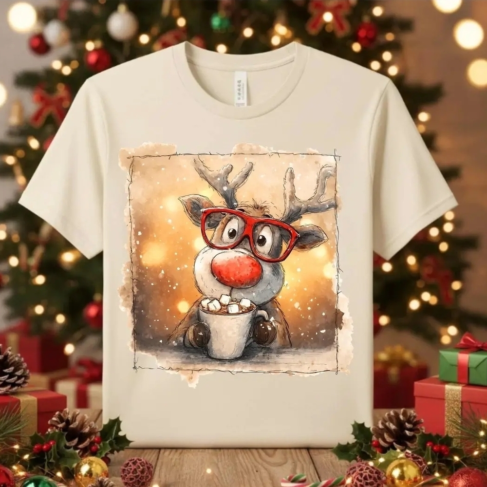 Sold Out......Gildan Cream Reindeer Graphic Tee